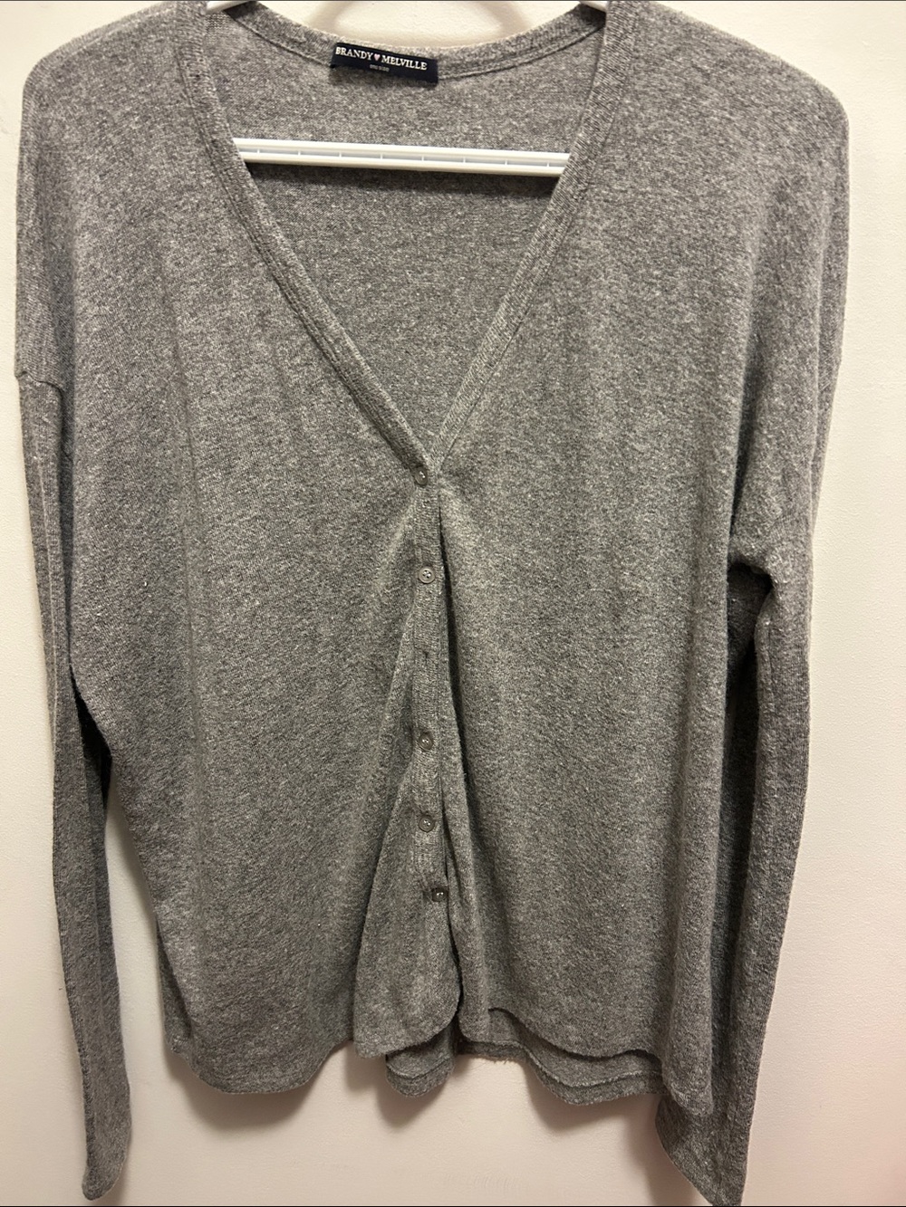 Brandy Melville Heather Gray V-Neck Button Cardigan